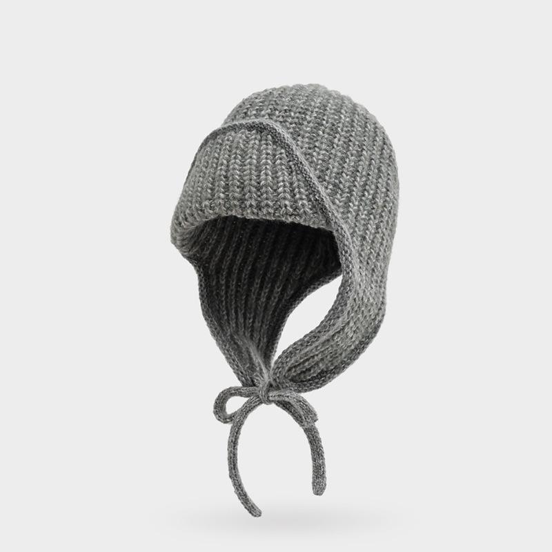 Autumn and Winter Extended Ear Protection Wool Hat, Female Cycling, Cycling Lace-up, Cold-proof and Warm, Showing the Face, Small Bag Head Knitted Hat