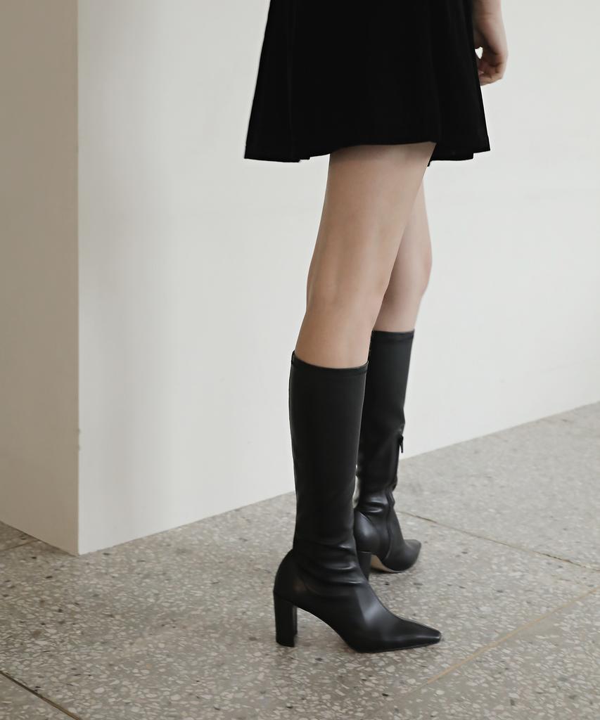 Moodnight Emily Span Long Boots - 3 Colors 8Cm Stretch Long Boots Heel Boots