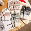 Handschuhe Winter Damen Niedlich Plus Samt Touchscreen Punkte Um Warm Zu Halten Winter Studenten Kältebeständige Reiten Plüsch Handschuhe
