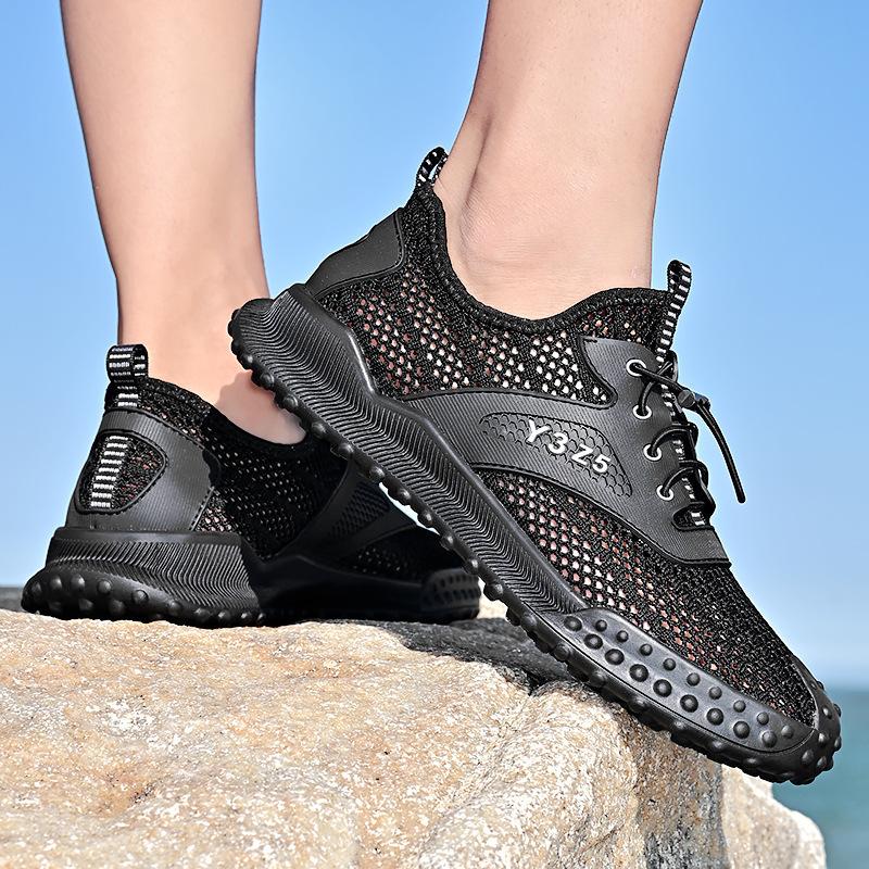 Fashion hollow outdoor elastic band trendy shoes breathable mesh shoes men's mesh sports casual shoes men's shoes