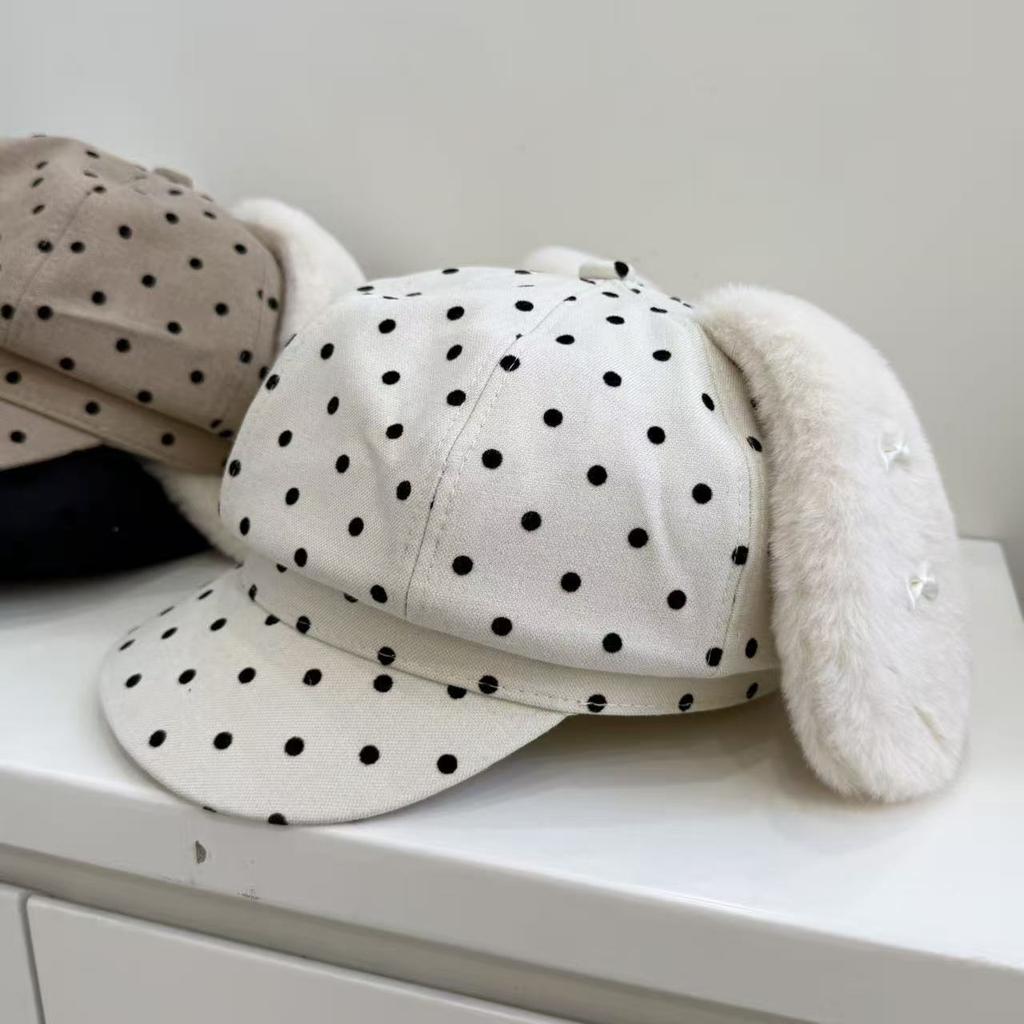 New Korean sweet polka dot beret girl versatile face small octagonal hat literary painter hat tide