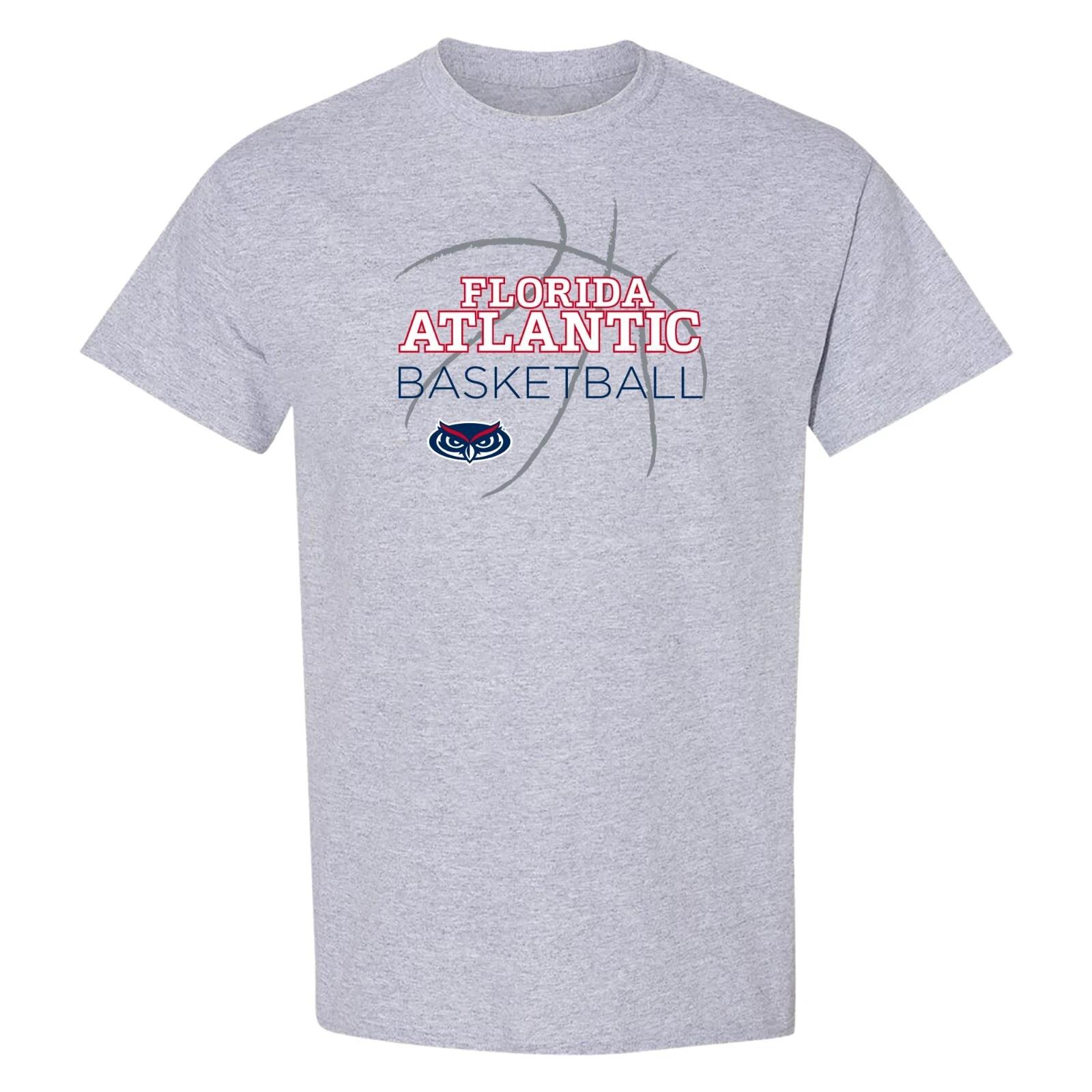 Florida Atlantic Owls Basketball Sketch T Shirt - Sport Grey 3XL