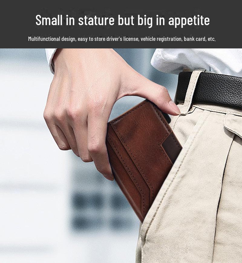 Men's Anti-Theft Genuine Leather Wallet with 20% Fold & Card Storage