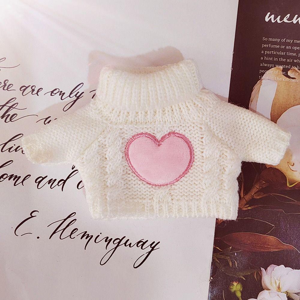 Dressing Game Cotton Stuffed Dolls 20cm Doll Sweater Bowknot Knitwear Knitting Clothes Pink Heart