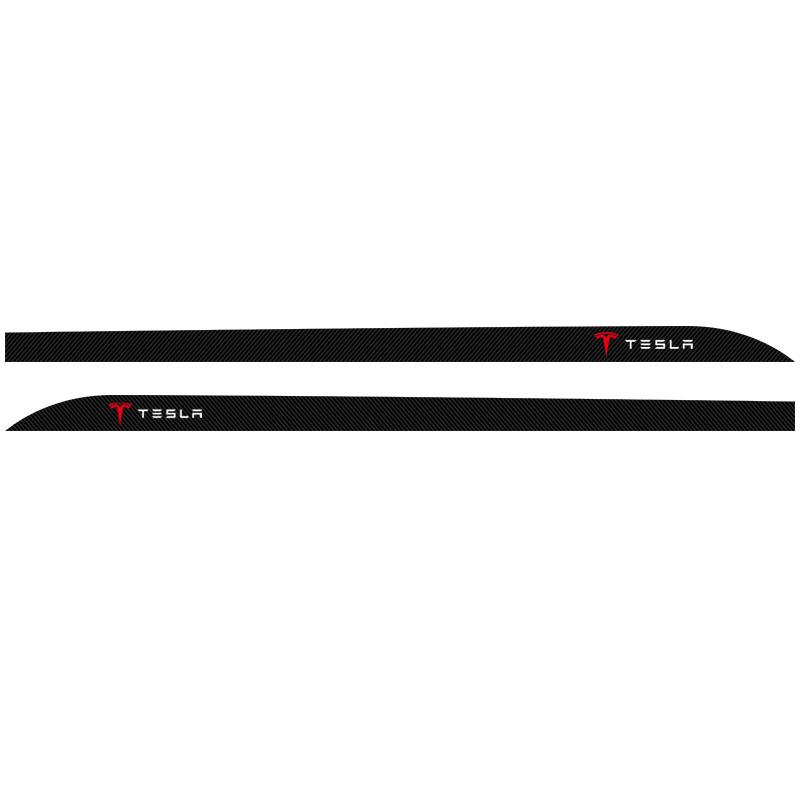 2pcs Car Side Skirt Sill Carbon Fibre Body Protection 3D Sticker For Tesla Model S Model X Model Y Cybertruck Model 3 Model Y