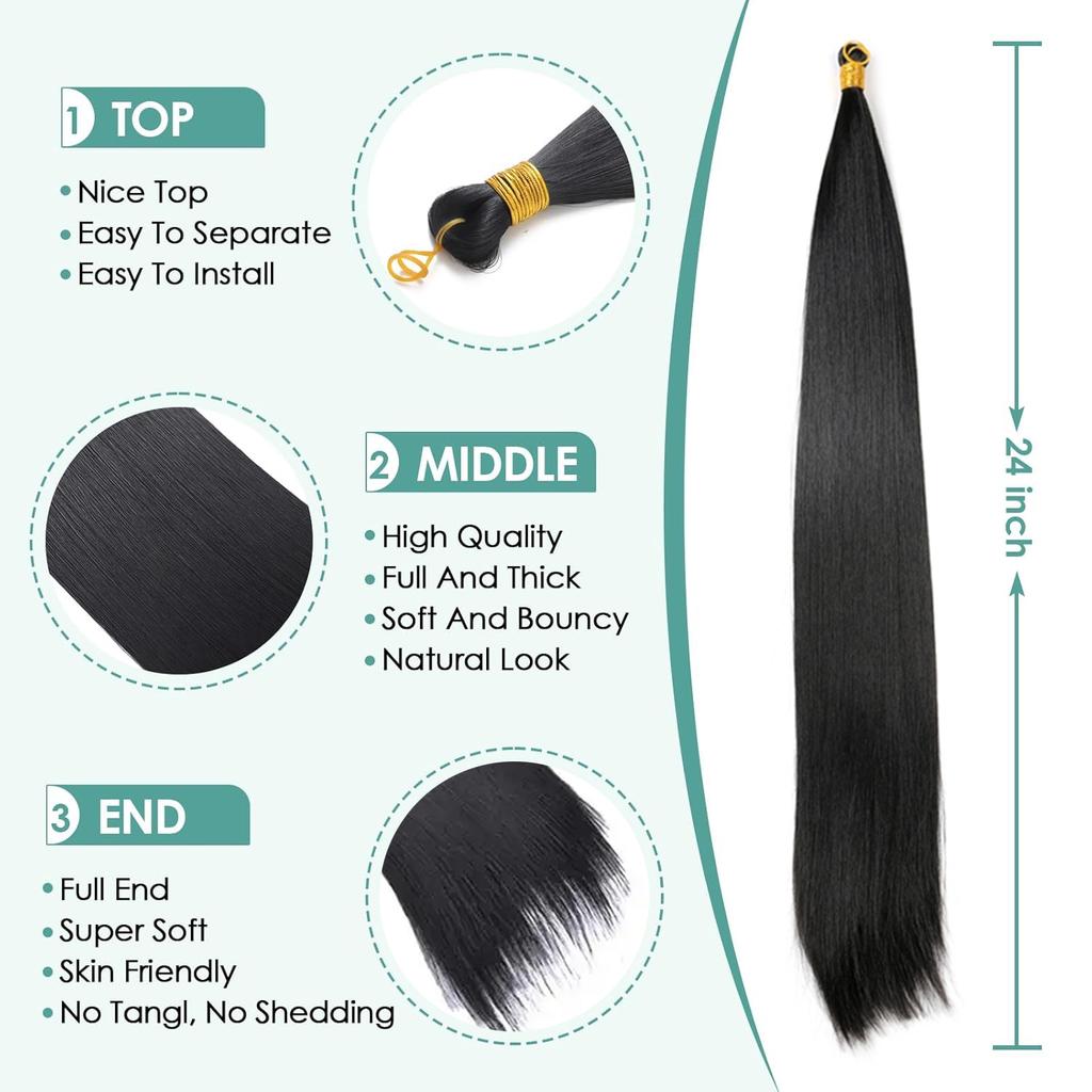 Long Straight Bulk Hair Synthetic 22 Inch Bone Straight Braiding Hair Crochet Braids for Black Woman