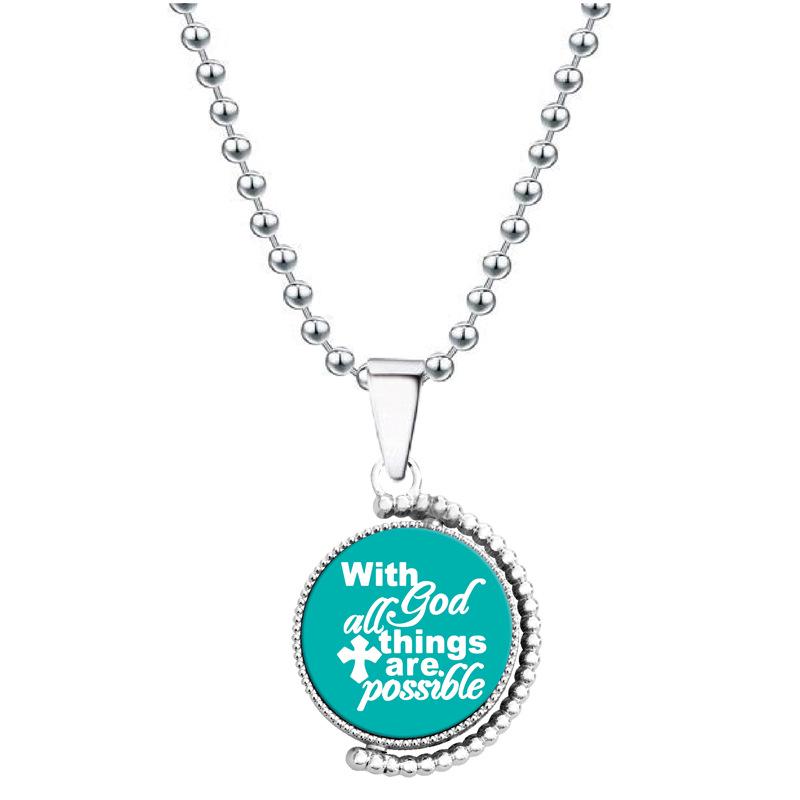 European & American Moon Pendant Necklace - Rotatable Engraving, Creative Christmas Gift, Titanium Steel.