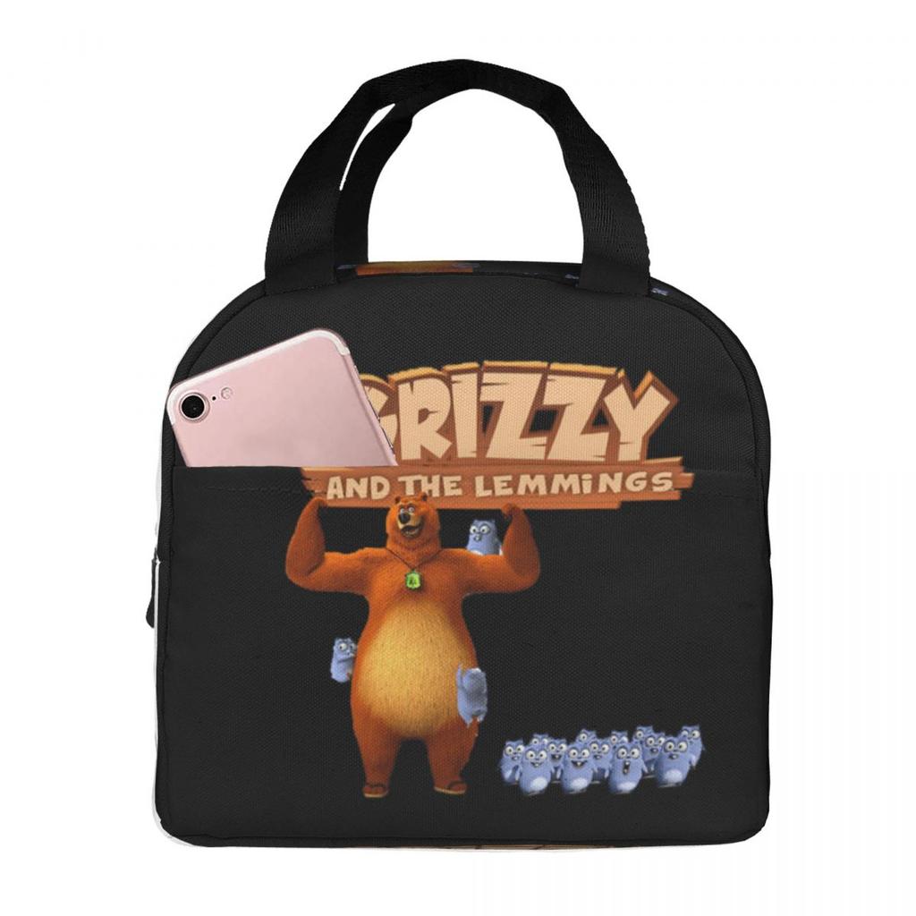 Grizzy And The Lemmings Insulated Lunch Bag for Kids School Cooler Thermal Food Box Tote Portable Lunch Boxes Container