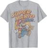 Maglietta Vintage Stampa Super Mario, Unisex Estiva Cotone Stile Y2K Cartone Animato Moda Girocollo Manica Corta Top Maglietta