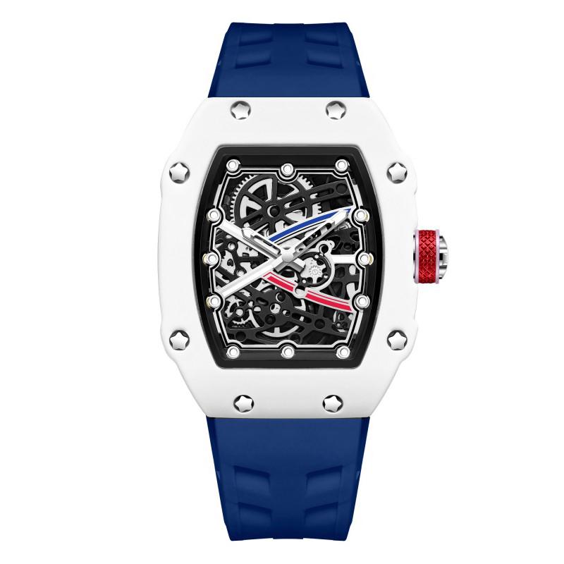 In Stock RM 6702 Slim Barrel Montre Homme Colorful Band Hollow 37.5mm Skeleton Dial Waterproof Sport Casual Quartz Wristwatch