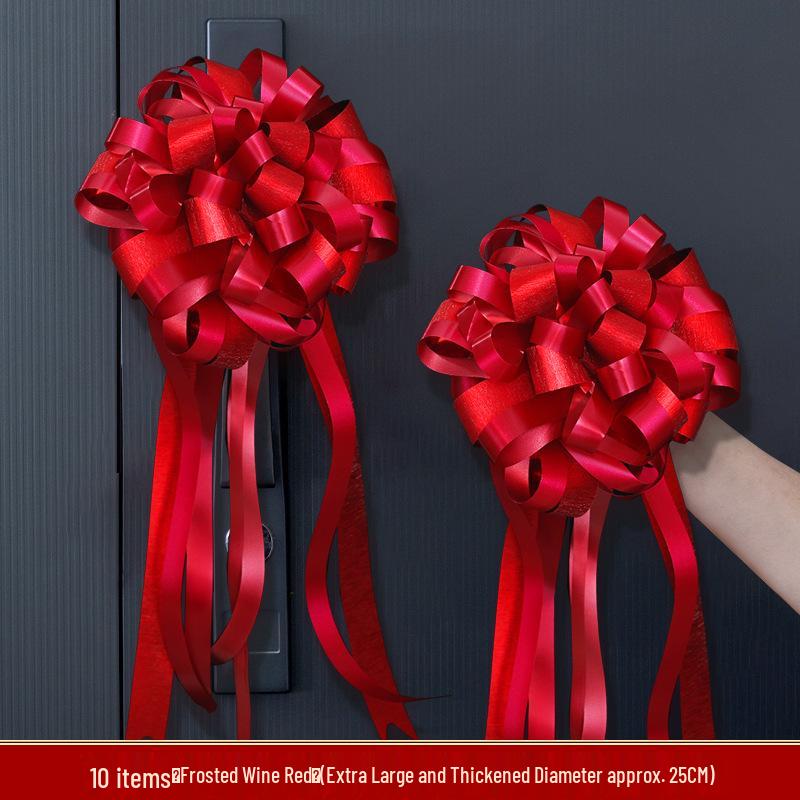 Large Red Ribbon Double Happiness Wedding Car Bows for Decoration and Door Handles