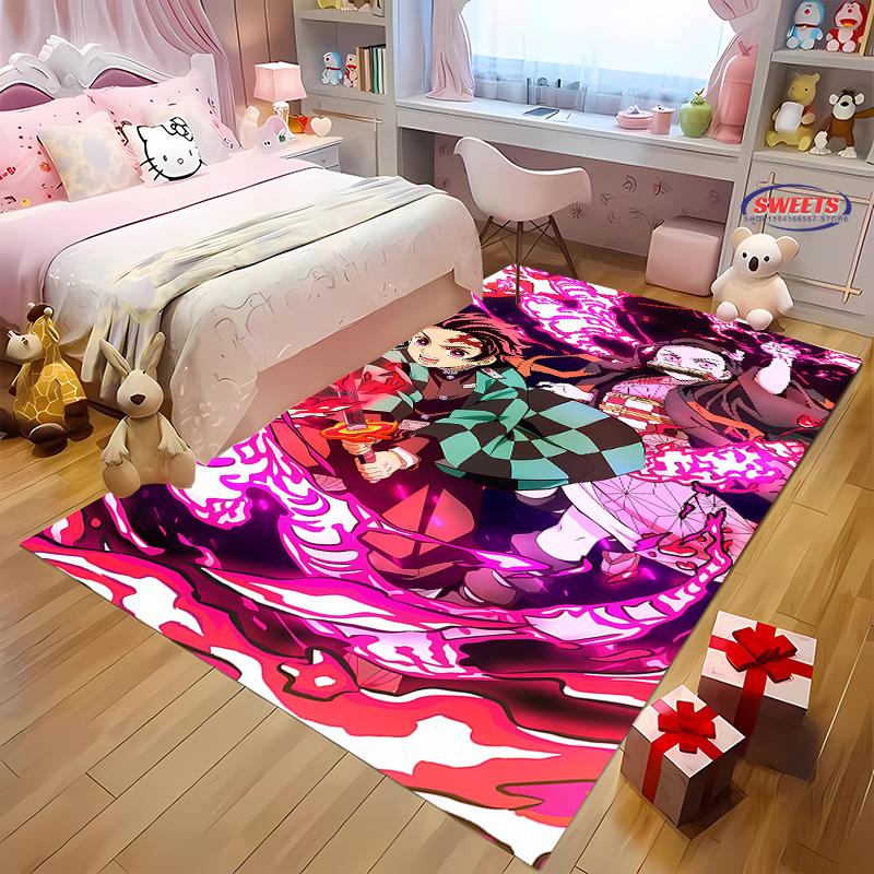 NO.3 Classic Demon Slayer Kamado Nezuko Theme Carpet,Living Room Bedroom Office Kid Room of Choice,Non-slip Machine Washable Mat