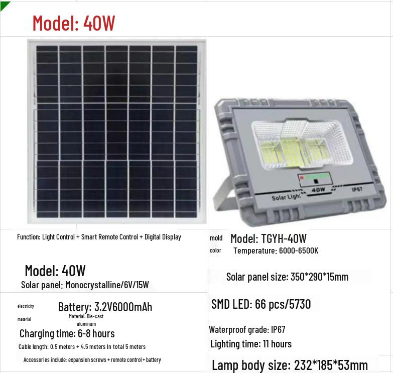 Уличные солнечные садовые прожекторы 6000-6500