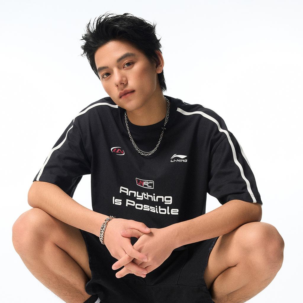 Li Ning Sports Lifestyle Series American Retro Casual Fashion Versatile Summer T-Shirt Loose Round Neck Brand Logo Letter Printed T-Shirt ATSW263-1