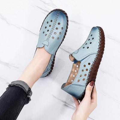 Nouvelles Chaussures Plates d'Été Mocassins Ballerines en Cuir Véritable pour Femmes Mocassins Respirants Femme Maman Chaussures Plates Décontractées Souples pour la Conduite