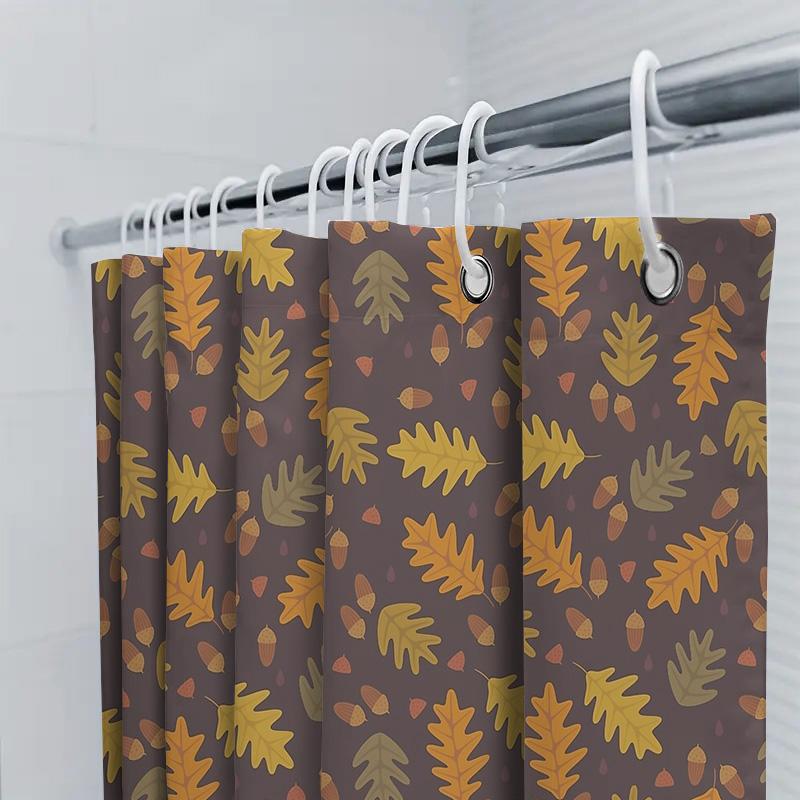 Shower Curtain Botanical Leaf Pattern Waterproof Bathroom Decor Farmhouse Rustic Nature Themed Fabric Backdrop For Spa