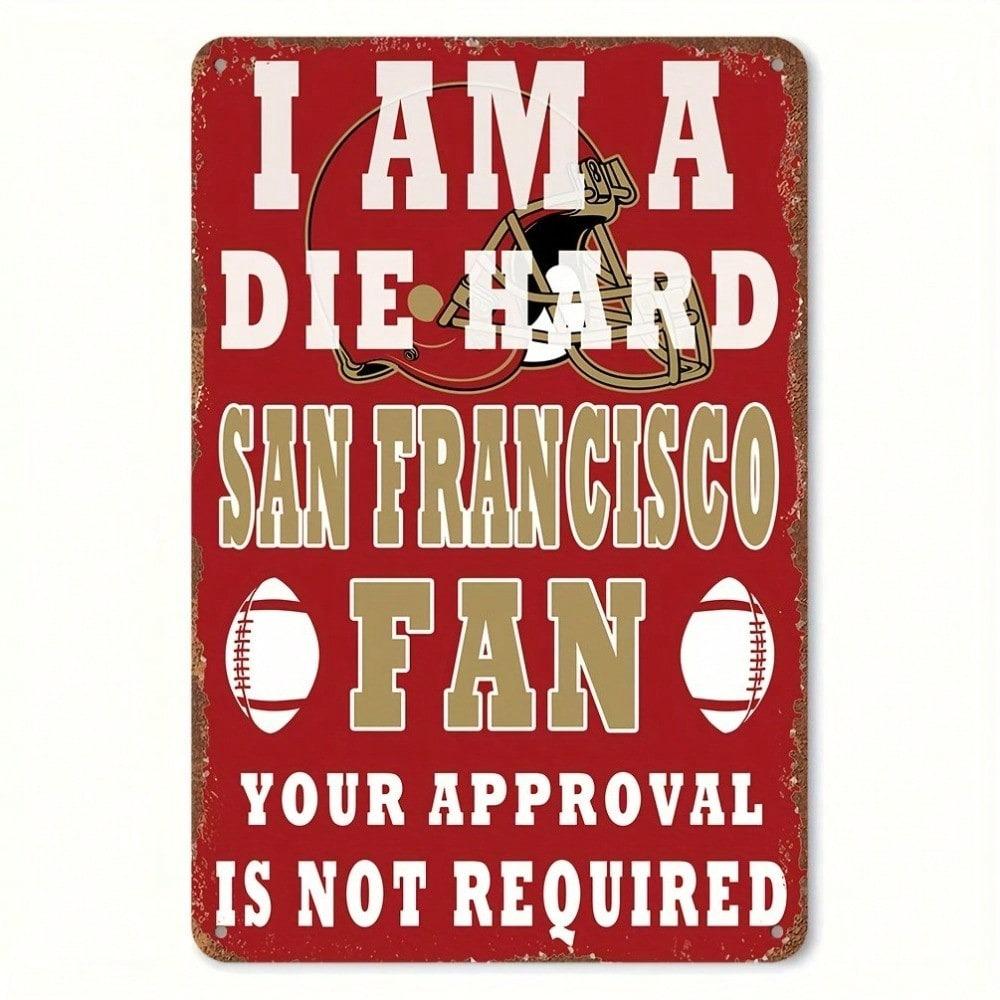 San Francisco 49ers Tin Metal Sign, NFL Football Wall Art Decor for Bar Garage Pub, Vintage Rustic Home Decoration