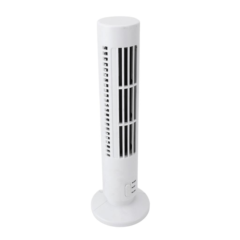 Mini Tower Fan Bladeless Desk Fan Quiet Cooling 2 Gears USB Desktop Table Tower Fan for Office Bedroom White
