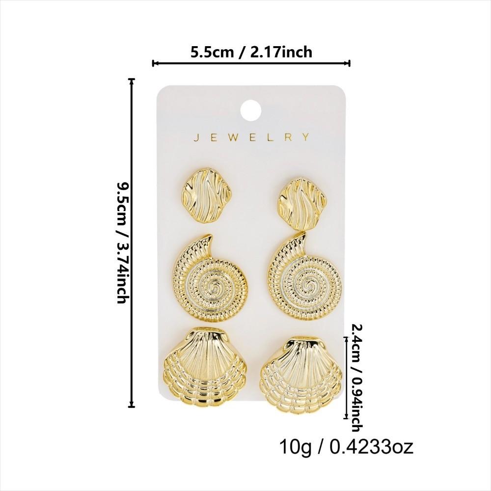 3 Pairs Bohemian Ocean Style Earrings Starfish Ear Studs Vintage Dangle Earring  Women Accessories