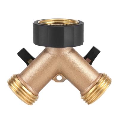 Messing Wasserhahnadapter 2-Wege Y-Form 3/4 Schlauchverbinder Gartenbewässerung (Europäischer Standard)