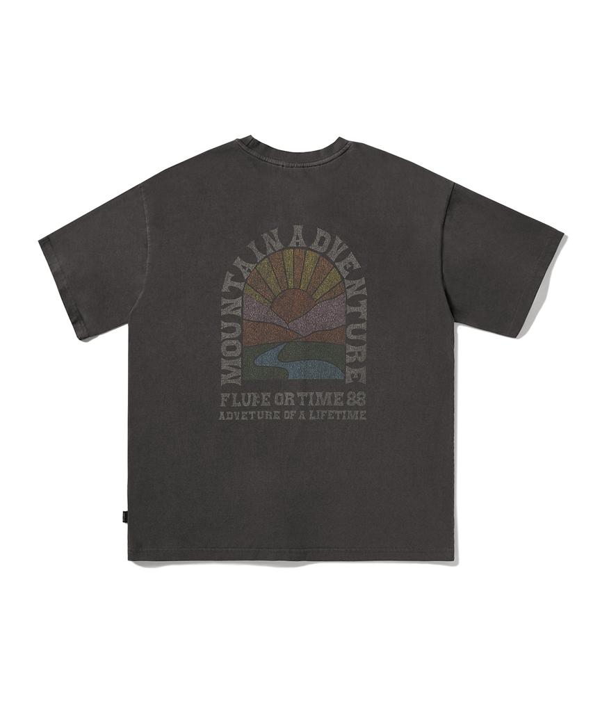 Peullukeu Sunrise Crack Pigment Short Sleeve T-Shirt Dark Gray Fst738