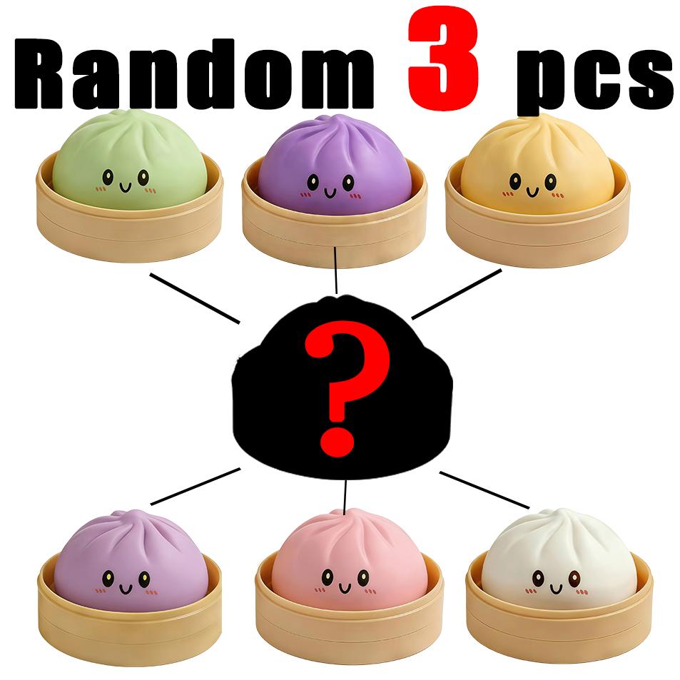 2026 New Cute Baozi Squishy Toy Stress Relief Steamed Bun Squeeze Toy with Bamboo Steamer Box Slow Rebound Desk Decor Gift