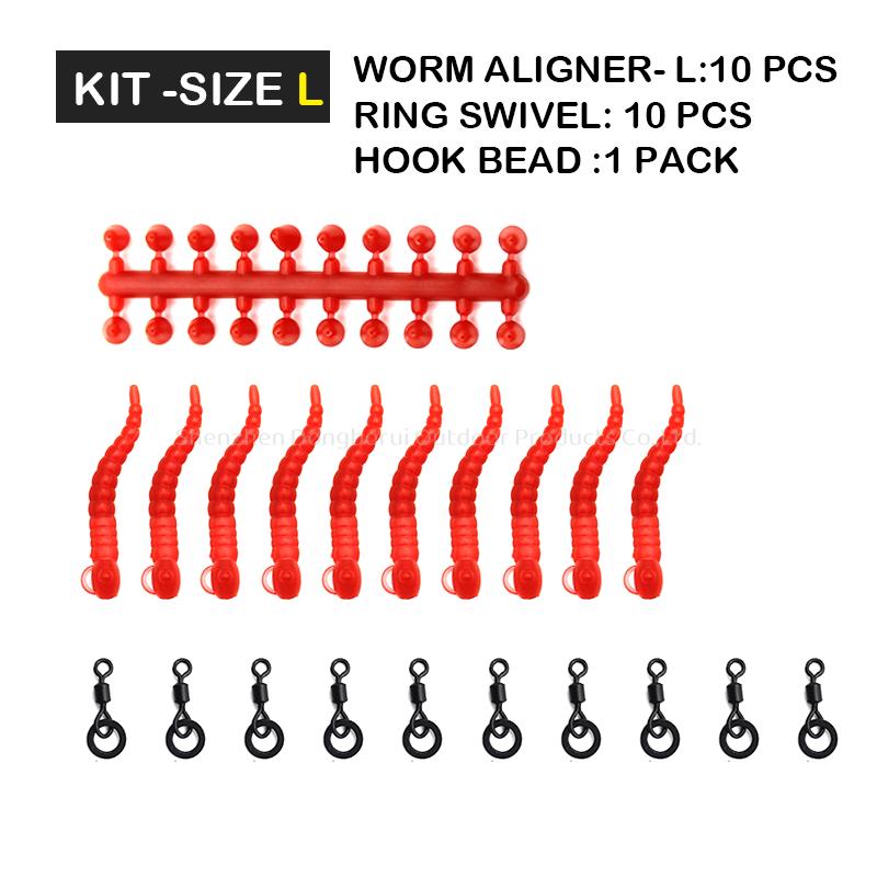 21pcs Carp Fishing Accessories Kit Worm Aligner Ring Swivel Hook Bead Size S L Small Fits Line Aligner Hook Sleeve For Carp Fishing Tackle