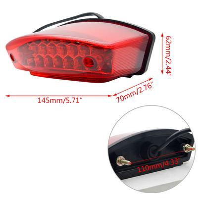 Universal 12V Motorcycle License Plate Light Red Tail Rear Lights Brake Stop Lamp 3 Wire