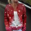 Women's Fashion Christmas Printed Long Sleeve Knitted Cardigan Button Down Jacket