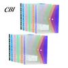 Binder Compatible Folder 11 Hole Clear File for A4 Binders, Colorful Plastic Document with Bag Snap Button & Label Slot, Transparent Project Organizer