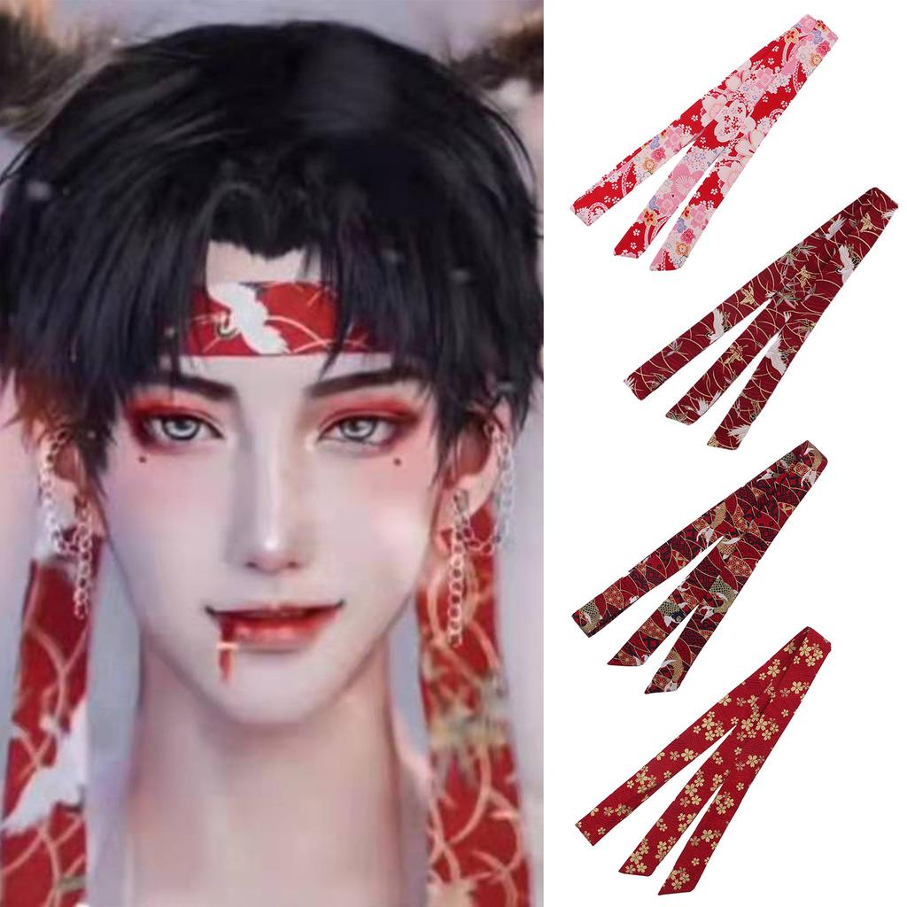 Chinese Hair Band Hanfu Clothing Headdress with Cloud Pattern Wide Headband with Chinese Crane Flower Pattern