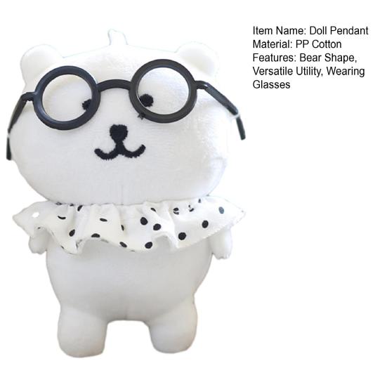 Puppenanhänger mit Brille Denkender Bär Puppe Schlüsselanhänger Anhänger Schultaschenzubehör Weicher Samt