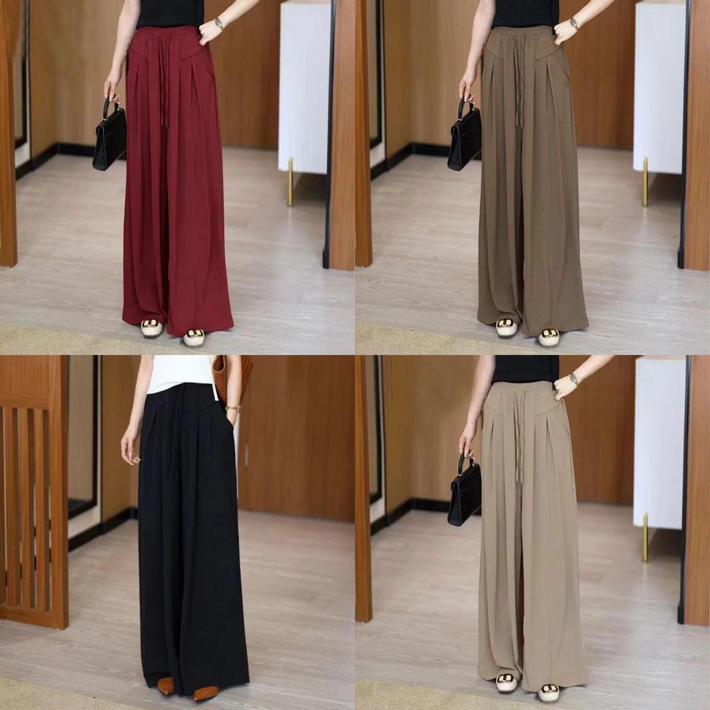Relaxed Womens Wide Leg Pants With High Waist And Irregular Hem For Casual Spring Wear