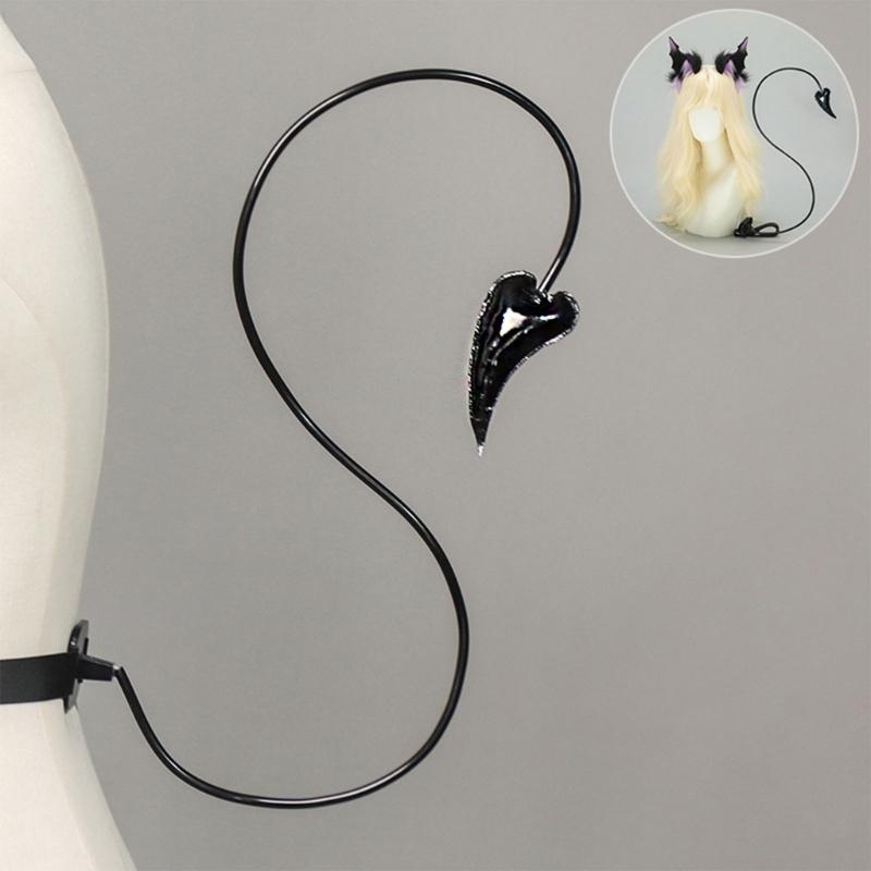 1Pc Faux Furs Bat Ears Headband Hairband Devil Tail Demons Costume Accessories for Carnival Halloween Cosplay Party Props