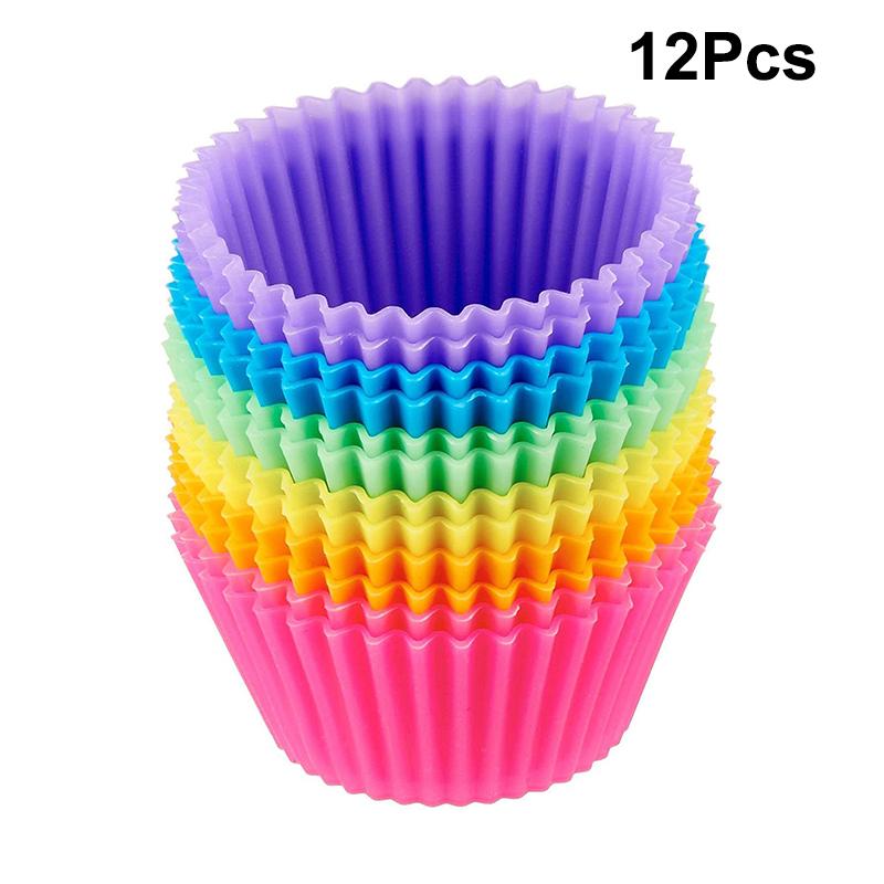 12/24Pcs Silicone Cake Mold Round Shape Muffin Cupcake Baking Molds Pudding Jelly Cup Pastry Home Kitchen Bakeware Bpa Free
