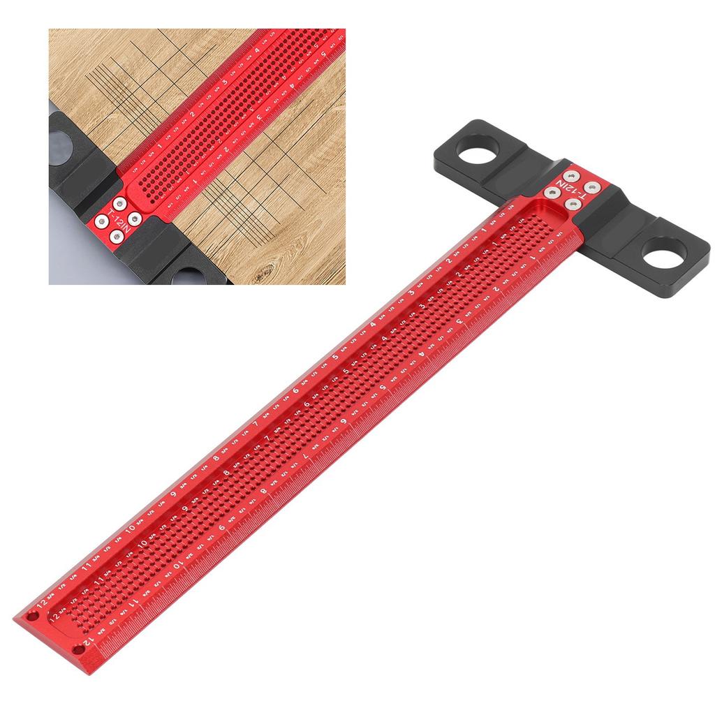 Lochmarkierungs-T-Lineal Aluminiumlegierung Verschleißfest Loch-T-Typ Anreißlineal für die Holzbearbeitung
