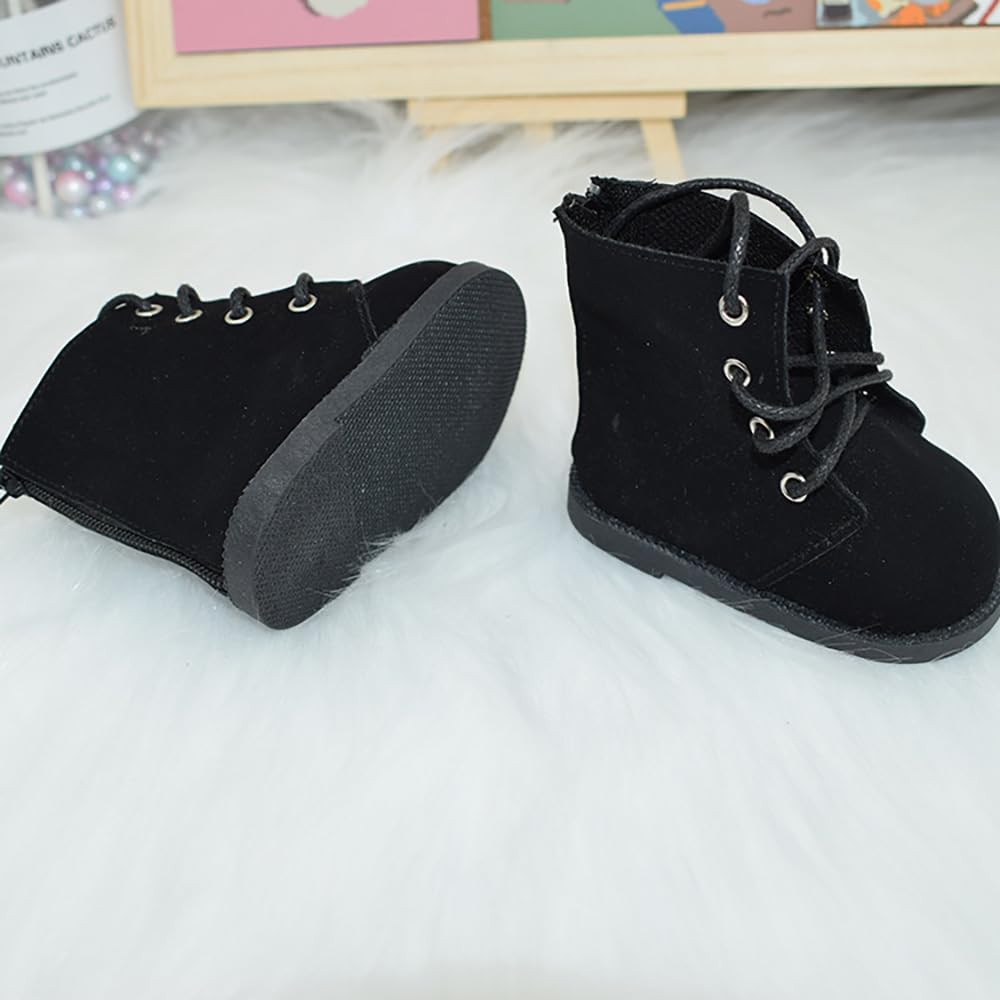 niannyyhouse 40cm Plush Toy Leather Shoes, Thigh-High Boots, Shoe Length: Approx. 9.5cm, Dress-Up Doll Accessories (Black)