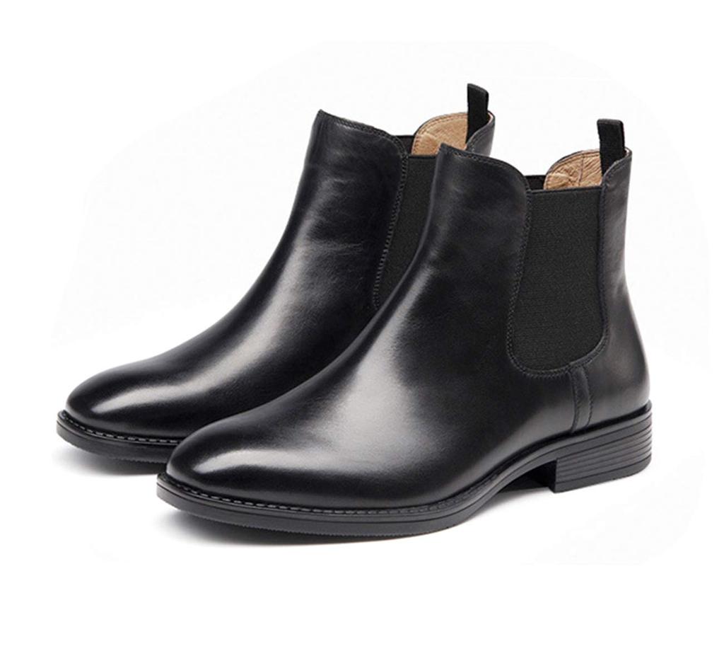 Side Gore Genuine Short Easy to Walk [ZUYEE] Women's Boots, Leather, Flat, Boots, Stylish, in, Black, 24.0cm