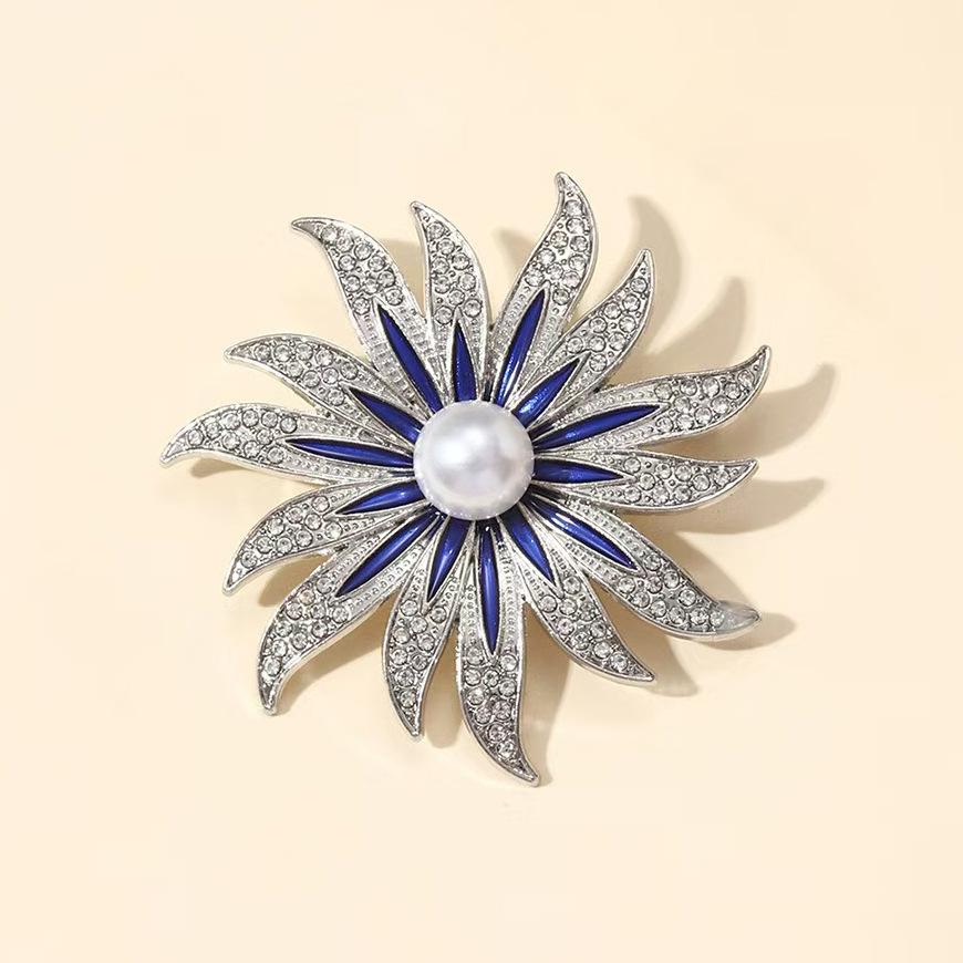 Sunflower Brooch, Trendy Pearl Brooch, Elegant Women's Brooch