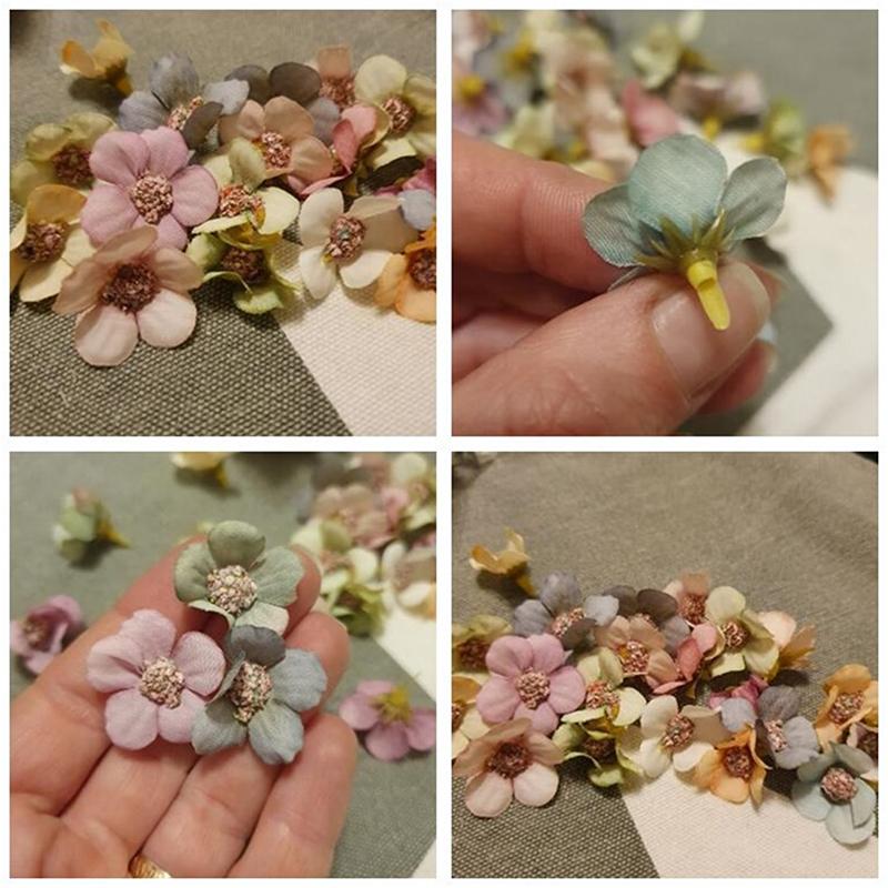 100Pcs 2Cm Multicolor Daisy Flower Head Mini Silk Artificial Flower For Weddin