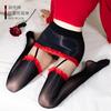 Qinghe Sexy Contrasting Suspender Socks Ultra-thin Aurora Oily Stockings Hip-wrapped Women's Red Edge Long Tube Over The Knee