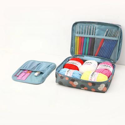 Bolsa de Almacenamiento Portátil para Labores de Aguja, Bolsa con Divisores de Malla, Organizador de Estuches para Herramientas de Tejido de Hilo, Almacenamiento DIY para Ropa, Bolsa de Viaje para Lavado