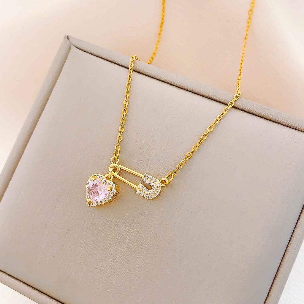 Necklace European and American Love Pin Necklace Female Personality Light Luxury Titanium Steel Collarbone Chain Wind Advanced Sense Niche