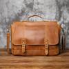 NZPJ Vintage Leather Men's Briefcase Crazy Horse Leather Handbag Casual Natural Cowhide Computer Bag Shoulder Messenger Bag