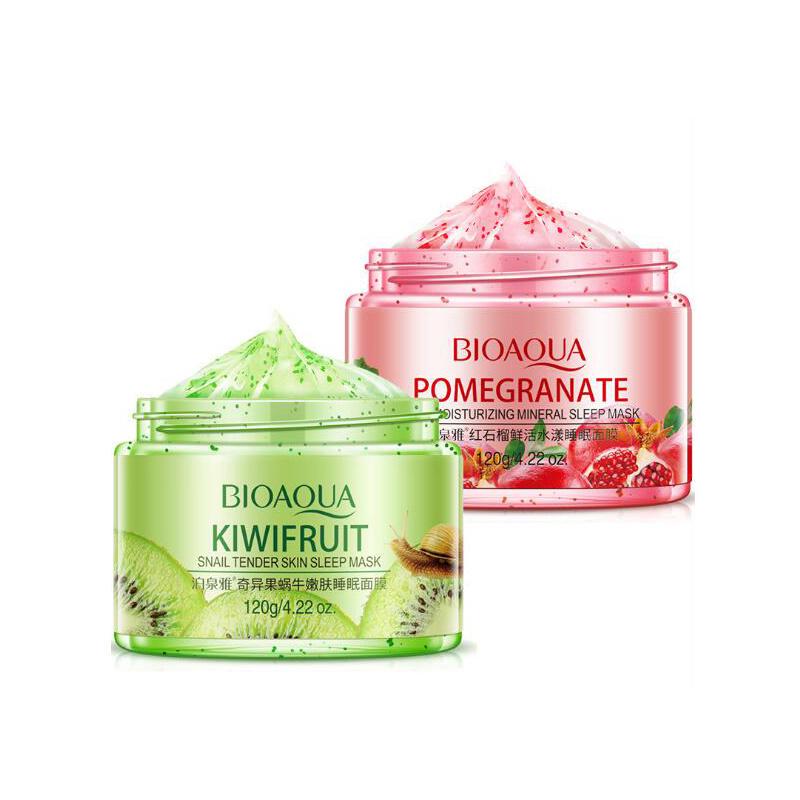 Sleeping Face Mask Cream 120g No Wash Granátové jablko Kiwi Ovocný šnek zklidňující gel noční krém
