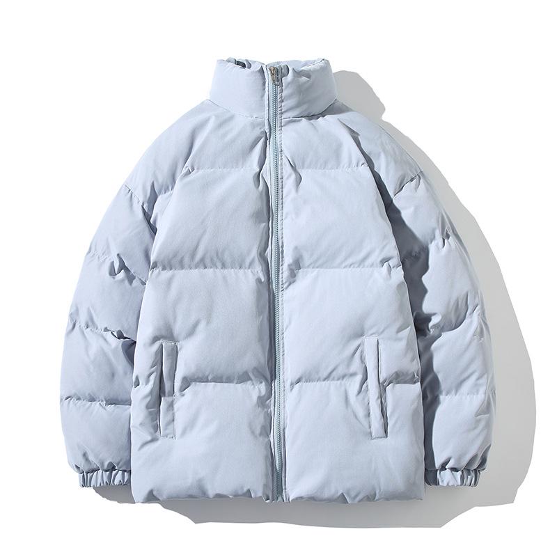 Korean Style Men's Thick Cotton Jacket - Loose, Warm, Stand-up Collar, Plus Size for Autumn & Winter