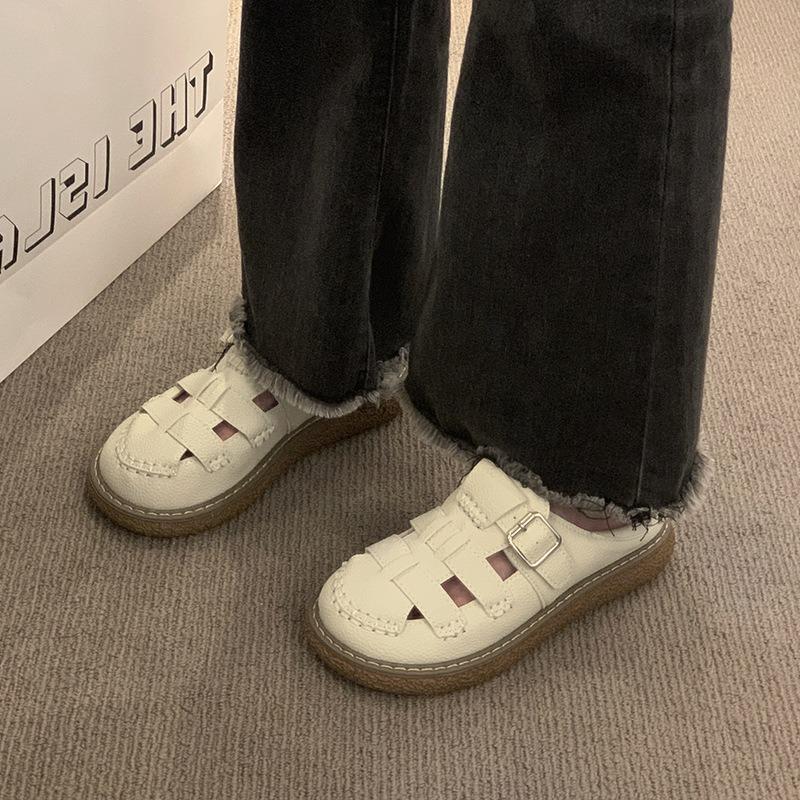 Baotou Sandals Women's Summer New Versatile Two Wear with Skirt Thick-soled Half-slippers