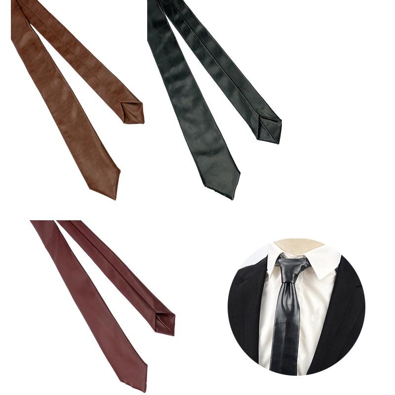 Krawatte Lederkrawatte Leder Schwarz Herren Schlip Echtleder Tie Gentleman For