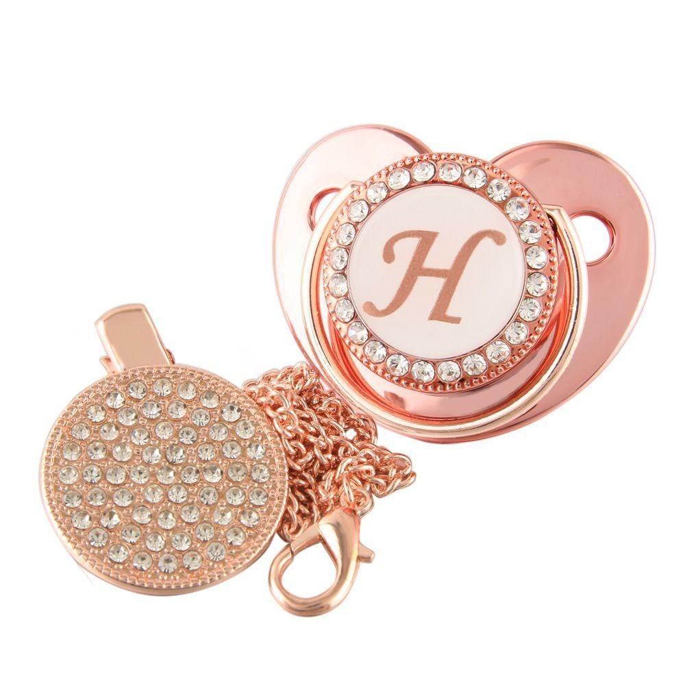 Stunning Crystal Rhinestone Baby Soothers And Pacifier Clips Bpa-free Silicone