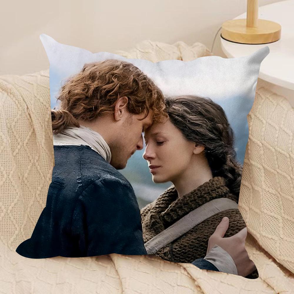 Tv Series O-Outlander Cushion Cover Soft Plush Fabric Double-Sided Printed Sofa Cushion Cover For All Seasons Home Decor Gift